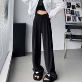 ブラック | テーパードパンツ細型 リラックスパンツ カジュアルパンツ | shoppinggo