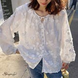 ブラウストップス 長袖 花柄刺繍ブラウス | shoppinggo | 詳細画像2 