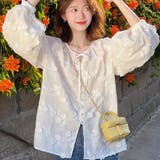 ブラウストップス 長袖 花柄刺繍ブラウス | shoppinggo | 詳細画像4 