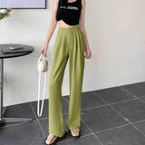 グリーン | タックワイドパンツ スラックス リラックスパンツ | shoppinggo