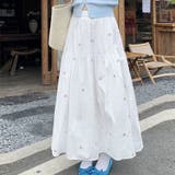 白い花柄刺繡スカート レース スカート | shoppinggo | 詳細画像3