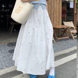 白い花柄刺繡スカート レース スカート | shoppinggo | 詳細画像5