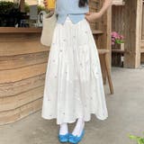 ホワイト | 白い花柄刺繡スカート レース スカート | shoppinggo