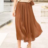 ブラウン | フレアスカート マットサテン ロングスカート揺れる | shoppinggo