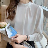パール付きキーネック トップス シャツブラウス | shoppinggo | 詳細画像3