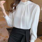 パール付きキーネック トップス シャツブラウス | shoppinggo | 詳細画像4
