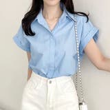 ブルー | vネックブラウス シャツ オフィス | shoppinggo