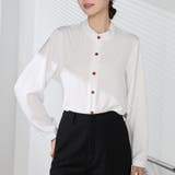 ホワイト | シャツブラウス ノーカラー トップス | shoppinggo