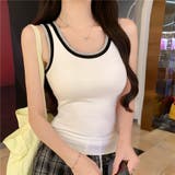ホワイト | タンクトップ ショート丈 胸パット付 | shoppinggo