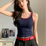ネイビー | タンクトップ ショート丈 胸パット付 | shoppinggo
