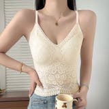 アイボリー | レースキャミソール Vネック カップ付きブラトップ | shoppinggo