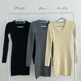 タイトワンピース ニットワンピース Vネック | shoppinggo | 詳細画像2 