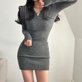 タイトワンピース ニットワンピース Vネック | shoppinggo | 詳細画像7 