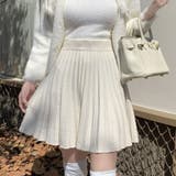 ホワイト | ニットスカート 秋冬 プリーツスカート | shoppinggo