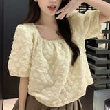 夏新作パフスリーブ ブラウストップス 半袖 | shoppinggo | 詳細画像1 