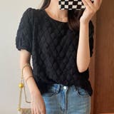 ブラック | 夏新作パフスリーブ ブラウストップス 半袖 | shoppinggo