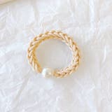 ベージュ | ヘアゴム パール おしゃれ ヘアアクセサリー リボン結び シンプル 髪留め | shoppinggo