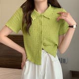 グリーン | 襟付き半袖 Tシャツ tブラウス | shoppinggo