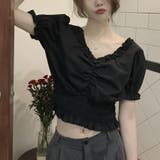 ブラック | 夏服 新作 フリルブラウス | shoppinggo