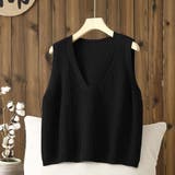 ブラック | ニットベスト Vネック トップス | shoppinggo