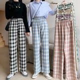 チェック柄パンツ ワイドパンツ レディース | shoppinggo | 詳細画像1