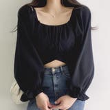 ブラック | ブラウス バックリボン スクエアネック | shoppinggo