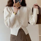 ホワイト | ニットセーター レディース ボダン付き | shoppinggo