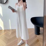 ホワイト | キャミワンピースVネックロング丈 バックスリット クロスストラップ | shoppinggo