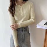 ベージュ | リブニットトップス セーター ニットセーター | shoppinggo