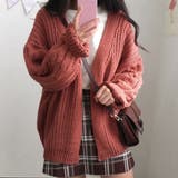 赤錆色 | ニットカーディガンVネック レディース カーディガン | shoppinggo