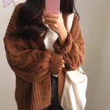 ブラウン | ニットカーディガンVネック レディース カーディガン | shoppinggo