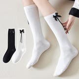 ホワイト | ハイソックス リボン付き 靴下 | shoppinggo