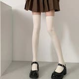 Aホワイト | ニーハイソックス 縦リブ ストッキング | shoppinggo