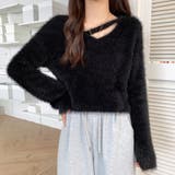 ブラック | ニットセーター Vネック シャギーニット | shoppinggo