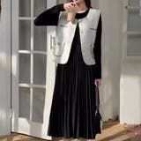 B*ホワイト | ツイードベストジャケット ワンピース セットアップ | shoppinggo