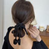 ブラック | リボンヘアゴム ヘアアクセサリー オシャレ 髪飾り 上品 パーティー飾り | shoppinggo