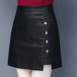 ミニスカート フェイクレザーインナーパンツ付 台形 スカート黒 韓国 | shoppinggo | 詳細画像2 