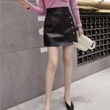 ミニスカート フェイクレザーインナーパンツ付 台形 スカート黒 韓国 | shoppinggo | 詳細画像6 