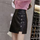 ミニスカート フェイクレザーインナーパンツ付 台形 スカート黒 韓国 | shoppinggo | 詳細画像8 