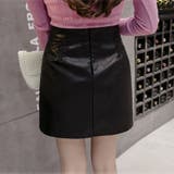 ミニスカート フェイクレザーインナーパンツ付 台形 スカート黒 韓国 | shoppinggo | 詳細画像9 