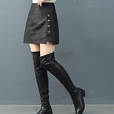 ミニスカート フェイクレザーインナーパンツ付 台形 スカート黒 韓国 | shoppinggo | 詳細画像18 