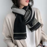 Vブラック+グレー | ストール マフラー 大判 | shoppinggo