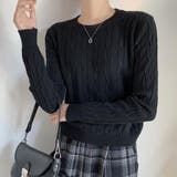 ブラック | ケーブルニットセーター トップス ニット | shoppinggo