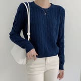 ネイビー | ケーブルニットセーター トップス ニット | shoppinggo