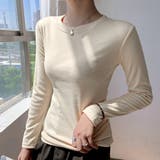 ベージュ | Tシャツ カットソー レディース インナー トップス  Tシャツ 暖かい 長袖 | shoppinggo