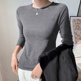 グレー | Tシャツ カットソー レディース インナー トップス  Tシャツ 暖かい 長袖 | shoppinggo