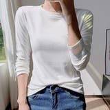 ホワイト | Tシャツ カットソー レディース インナー トップス  Tシャツ 暖かい 長袖 | shoppinggo