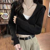 ニットトップス Vネック スキッパー | shoppinggo | 詳細画像6 