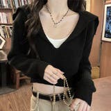 ニットトップス Vネック スキッパー | shoppinggo | 詳細画像7 