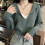 ニットトップス Vネック スキッパー | shoppinggo | 詳細画像11 